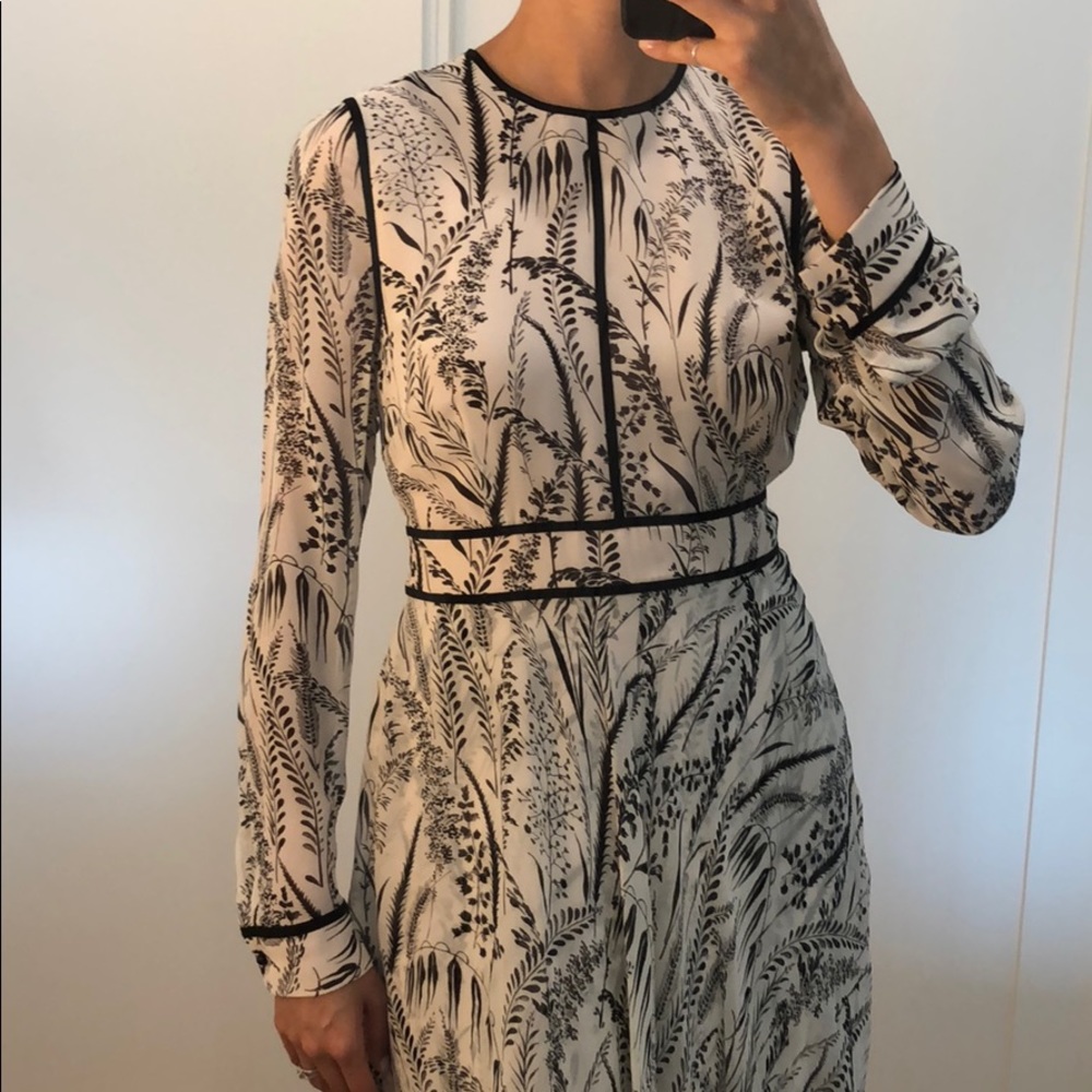 L. K. Bennett London silk long sleeve Garden dress